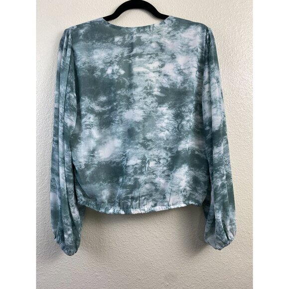 ASTR The Label faux Wrap Top Womens Medium Green Tie Dye Boho Beach Vacation - Picture 2 of 15